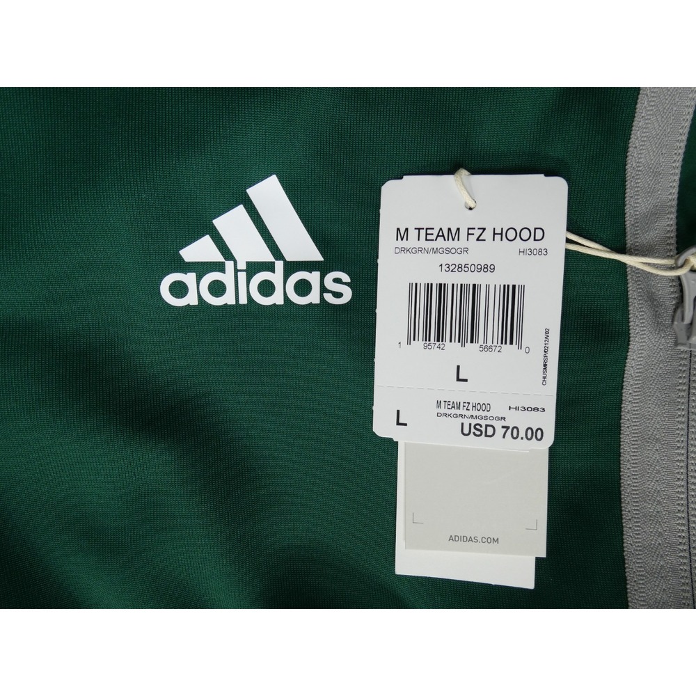 Adidas Team Full Zip Hoodie Dark Green H13083 Women's XLarge/Men's Large - Picture 9 of 11